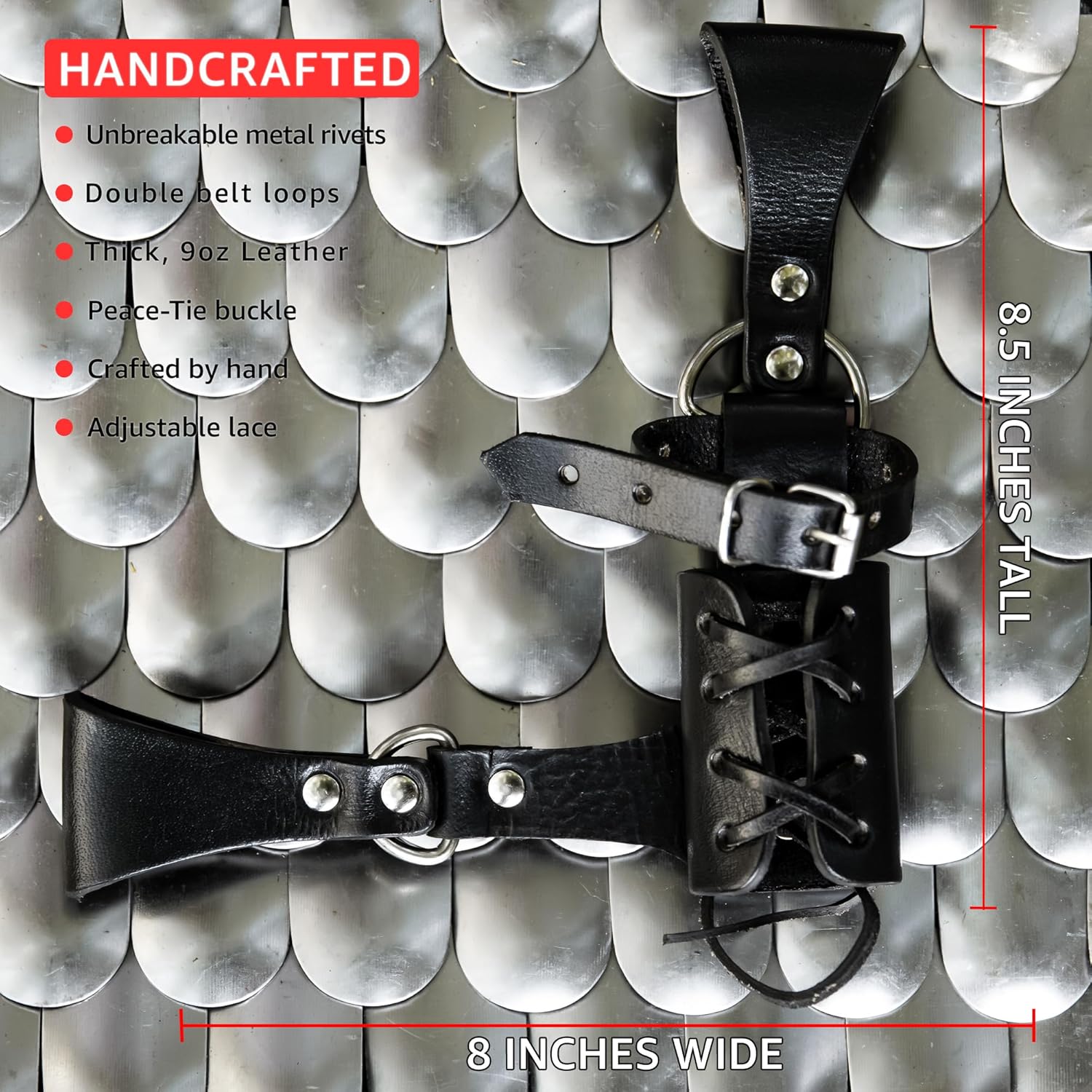 Armory Replicas – Handcrafted Leather Sword Frog  Medieval Costume LARP Adjustable Buckle & Corded Weapon Belt Holster Holder