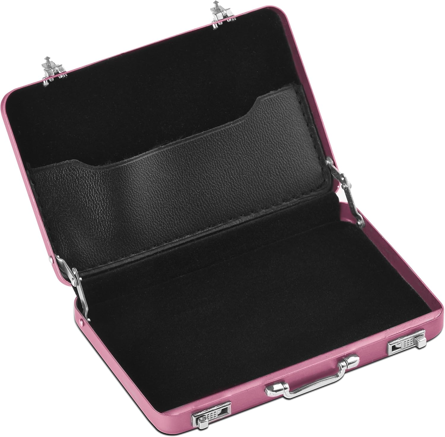 Estuche para tarjetas de visita de tarjeta de crédito de equipaje de aleación de aluminio grabado personalizado – Regalo personalizado, Rosado,