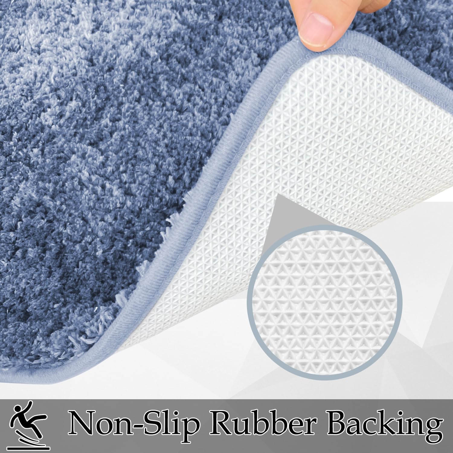 Juego de 3 tapetes de baño antideslizantes para baño, extra suaves y absorbentes, microfibra peluda absorbente de agua, lavables a máquina, tapetes