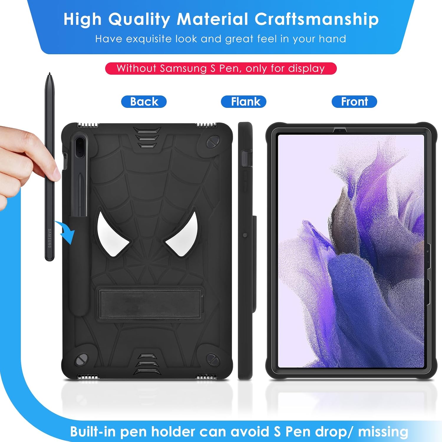 DETUOSI Funda para tablet Samsung Galaxy Tab S7 FE 5G, S8 Plus, S7 Plus, 12.4 pulgadas, funda protectora resistente para niños con soporte plegable