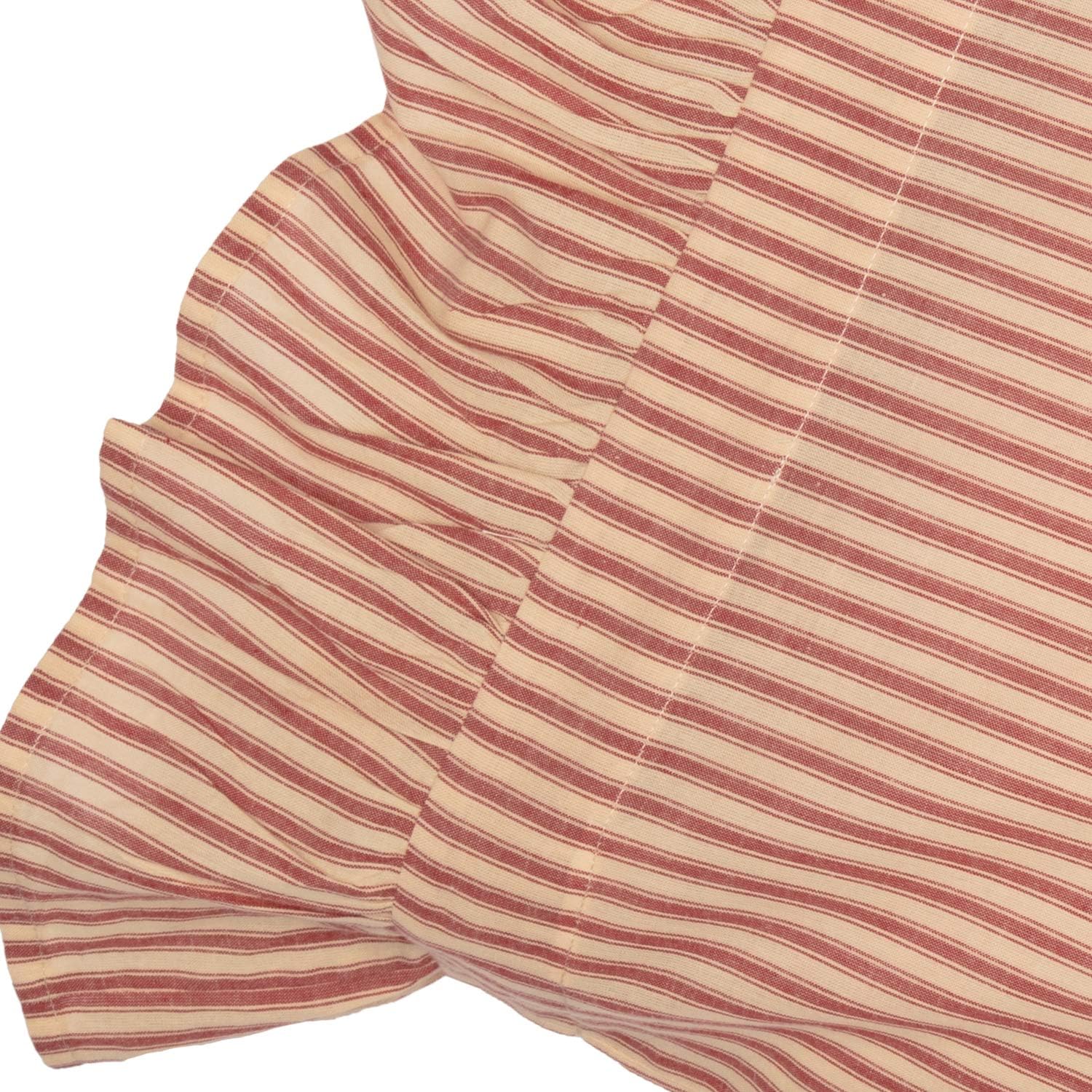 VHC Brands Sawyer Mill Ticking – Juego de ropa de cama estándar de algodón a rayas, juego de funda de almohada, 21 x 30 pulgadas, color rojo