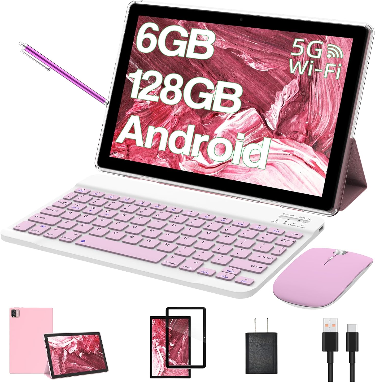 Tablets 2024 La tableta 2 en 1 con teclado, tableta de 10 pulgadas Android 11, 6GB+128GB512GB Expand, 2.4G5G Wi-Fi 6, 6000mAh, 1280 * 800 IPS,