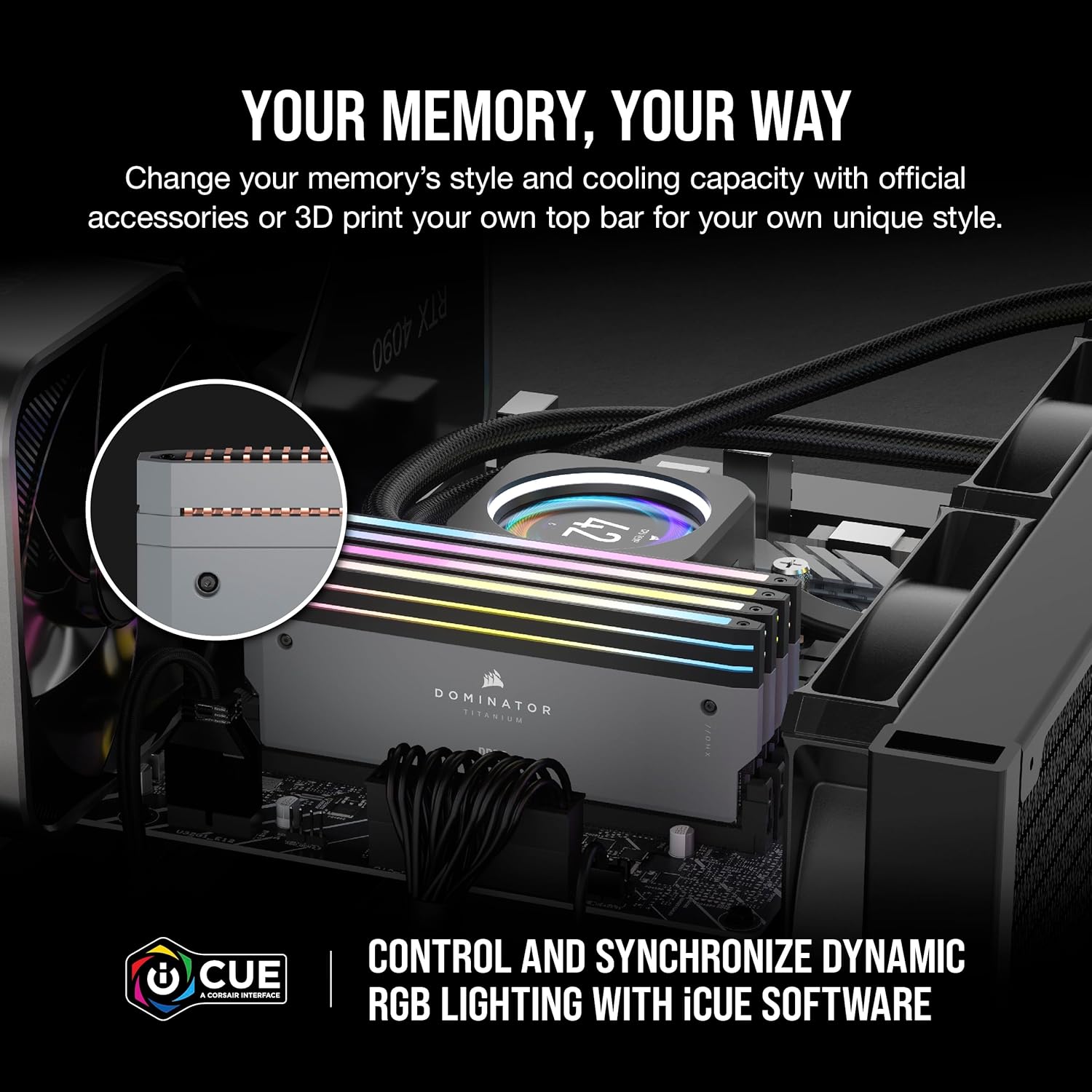 CORSAIR Dominator Titanium RGB DDR5 RAM 64 GB (2 x 32 GB) DDR5 6000 MHz CL30 AMD Expo iCUE Memoria de computadora compatible – Gris
