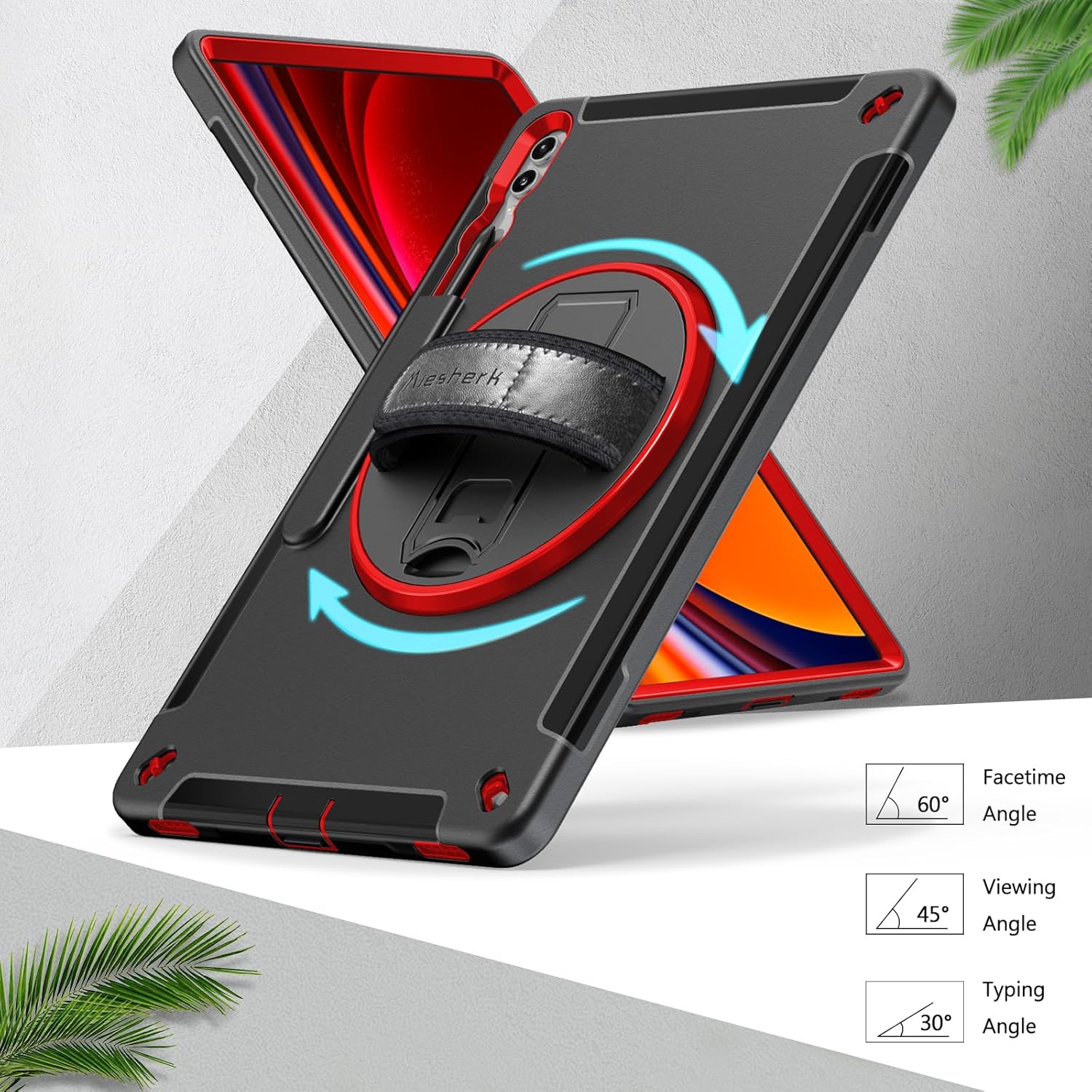 Miesherk Funda para Galaxy Tab S9 Ultra Funda a prueba de golpes de grado militar con correa de manohombro-S Soporte para bolígrafo-Soporte