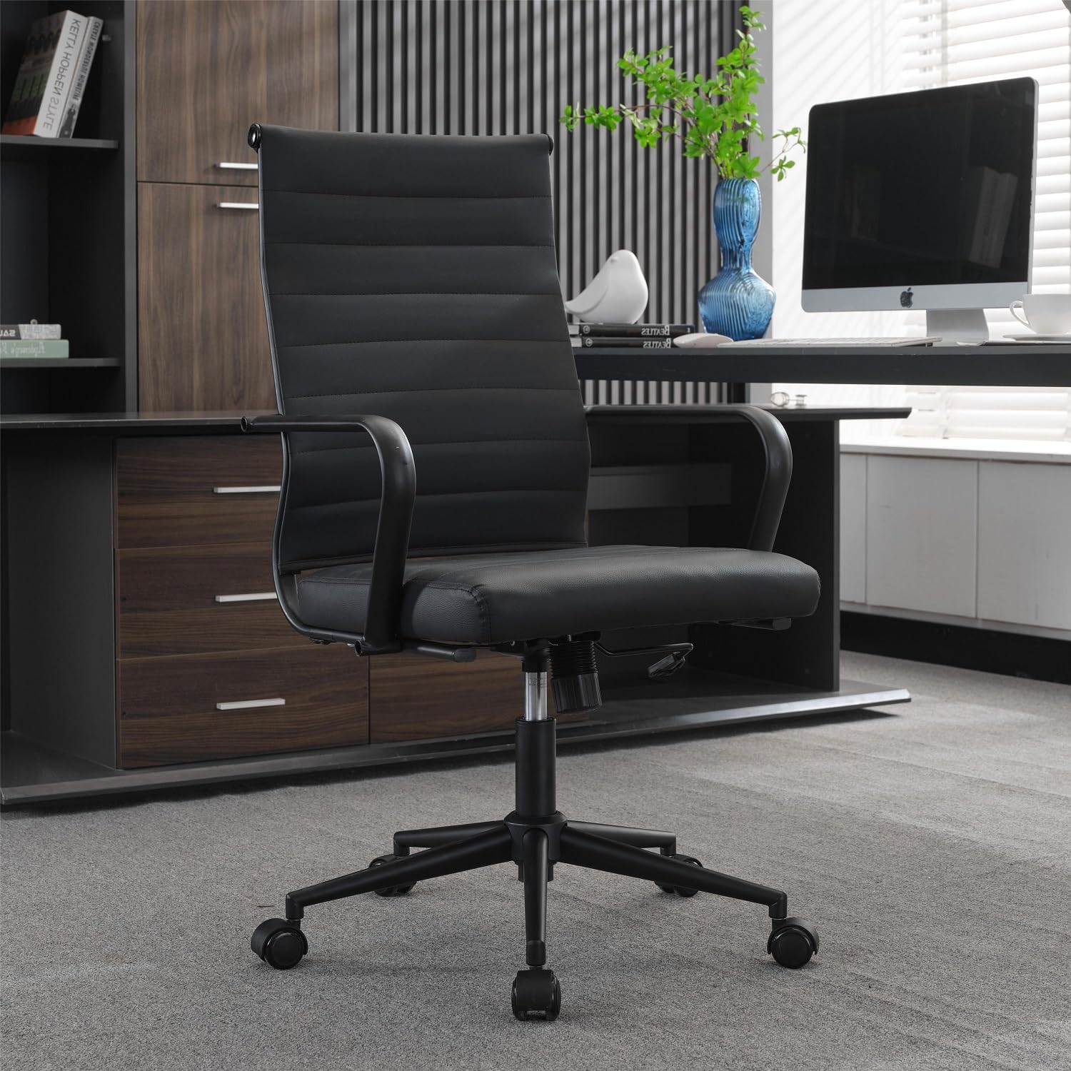 Okeysen Silla de escritorio de oficina, sillas de sala de conferencias, moderna silla giratoria ejecutiva, silla de escritorio de piel sintética