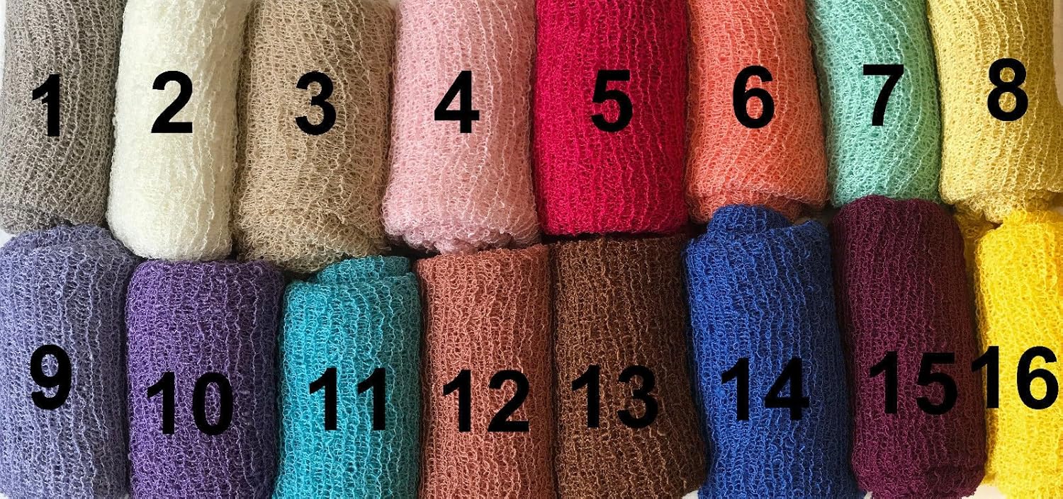 Matissa Bebé recién nacido Fotografía Prop Swaddle Cheesecloth Knit Crochet Wrap 16 colores disponibles (marrón)