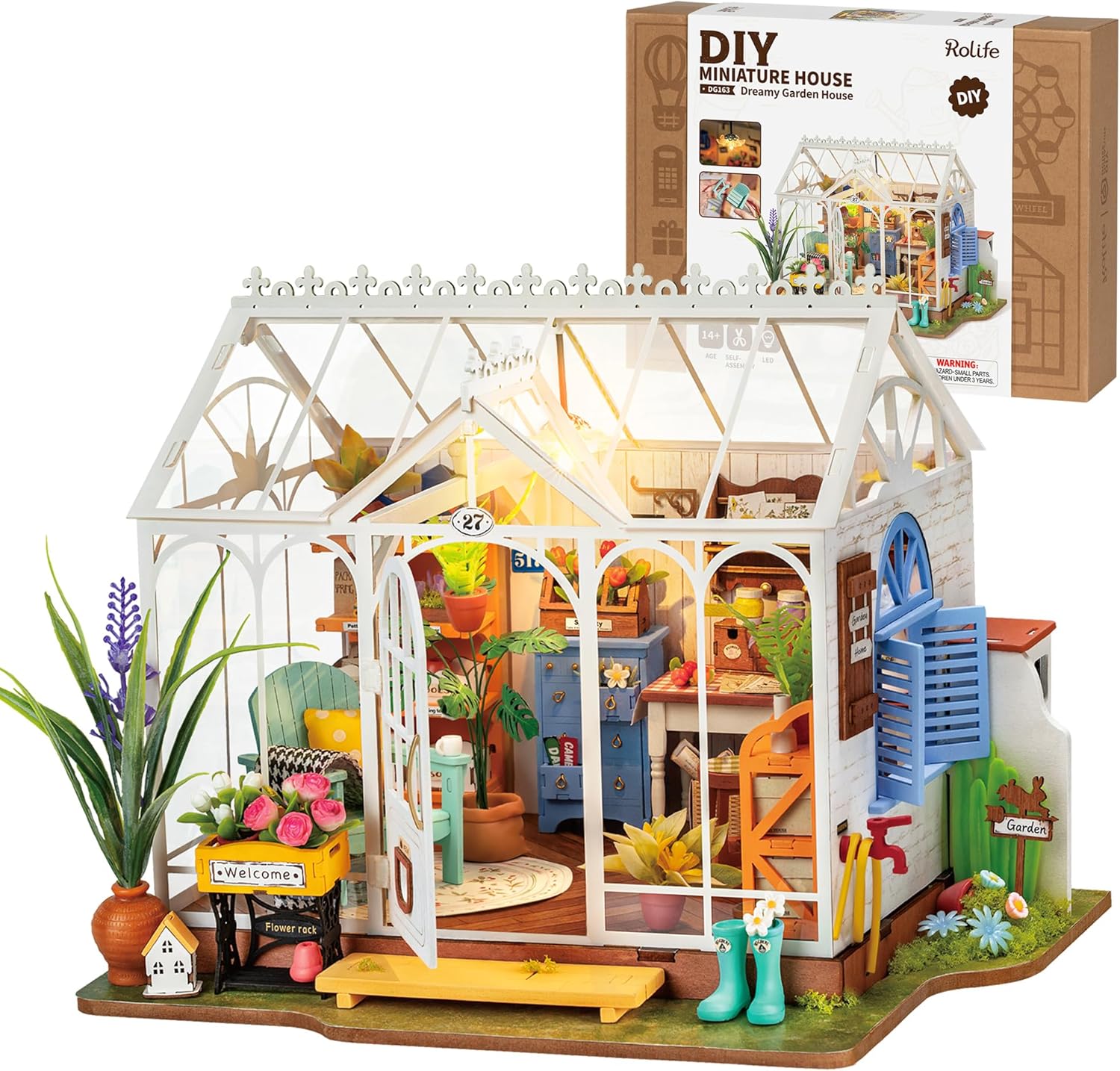Rolife Kit de casa de muñecas en miniatura para adultos, kit de modelo de mini invernadero, mini cosas, kits de manualidades para adultos, kit de