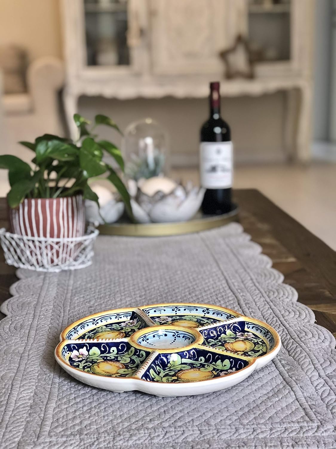 CERAMICHE D’ARTE PARRINI – Italian Ceramic Serving Appetizer Tray Plate Pottery Decorative Lemons Hand Painted Made in ITALY Tuscan
