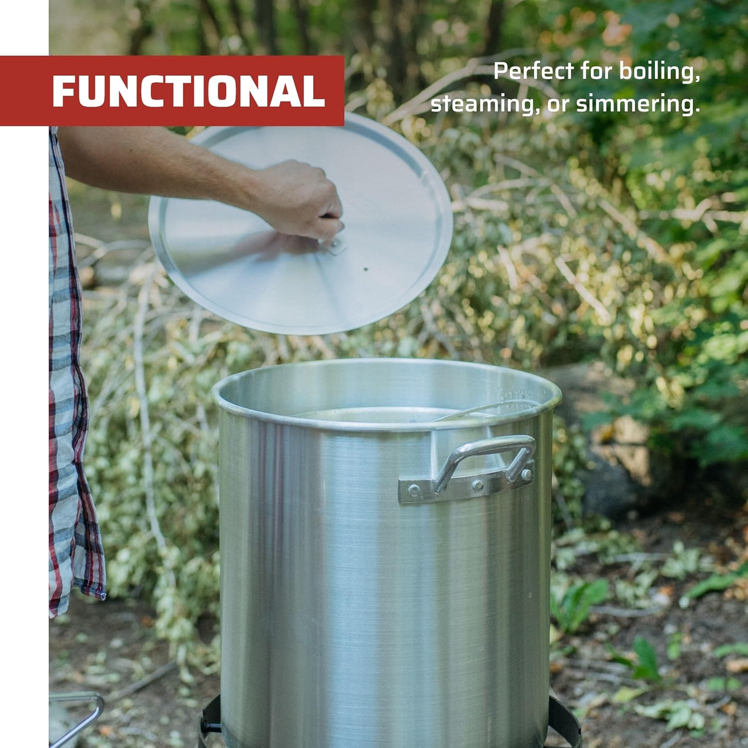 Camp Chef Olla y cesta de aluminio  Incluye tapa, cesta y gancho de extracción  Perfecto para hervir, cocinar a fuego lento y cocinar al vapor  Olla