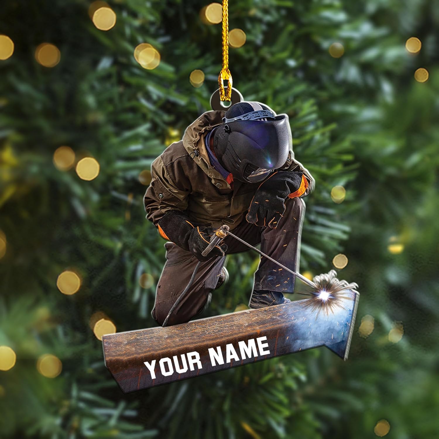 Artparel Adornos de soldador personalizados con nombre personalizado, adorno de Navidad, regalos de soldador, adornos de soldador para árbol de