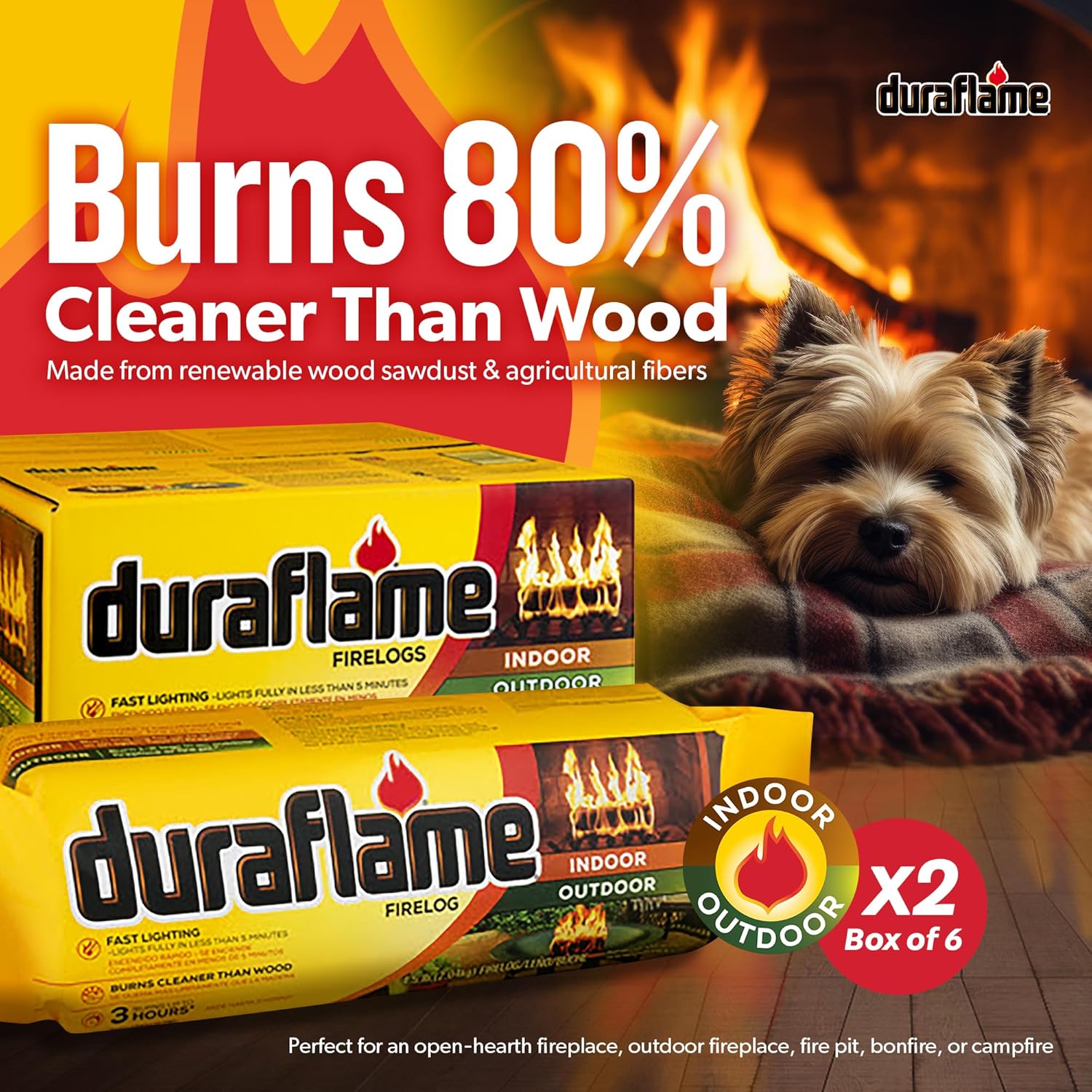 Duraflame Foco de luz rápida para interiores y exteriores de 4.5 libras para campamento, fogatas y chimeneas, 3 horas de tiempo de combustión (12