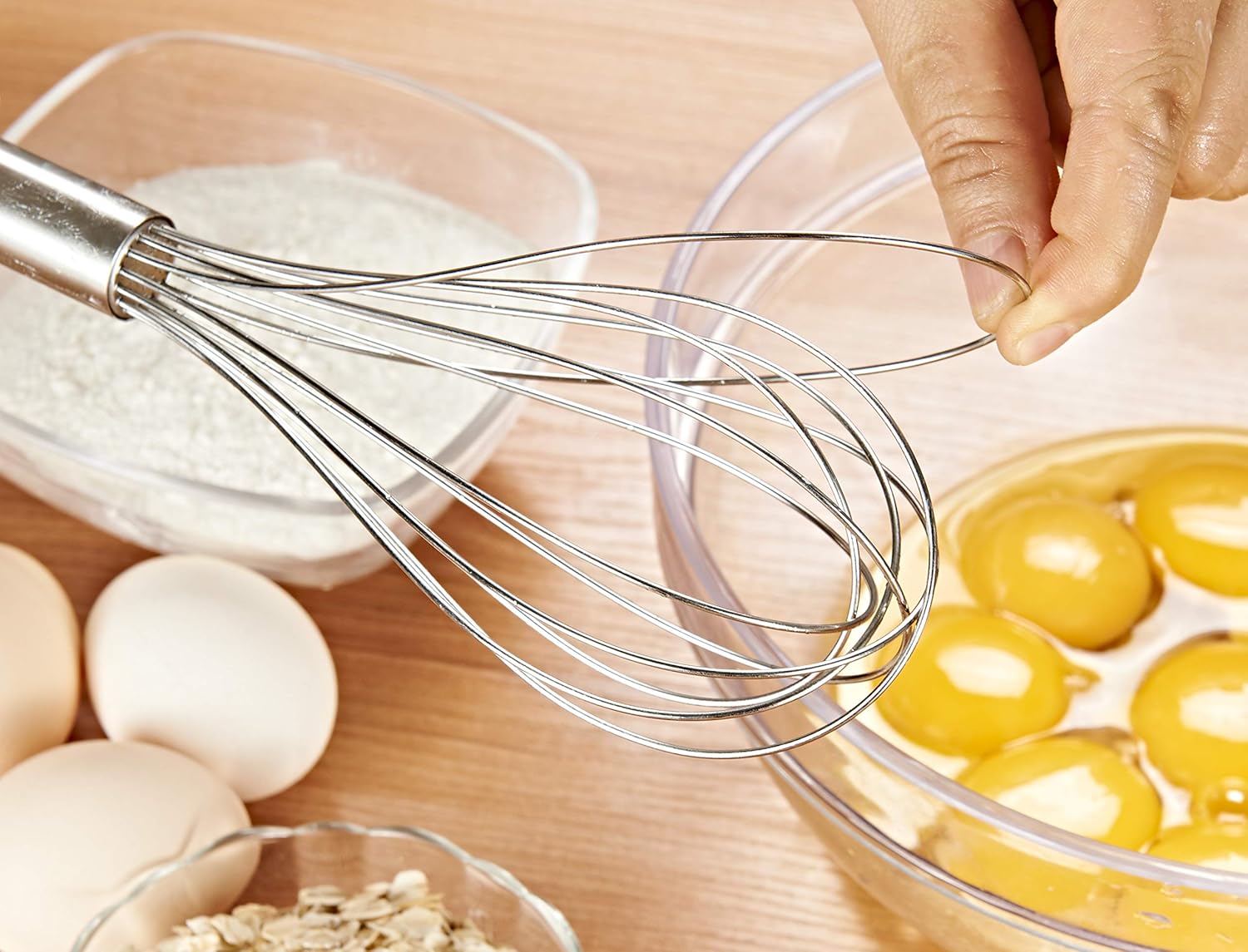 VITASUNHOW Batidores de alambre para fines domésticos, paquete de 3 batidores de huevos de mano de acero inoxidable de 10 pulgadas