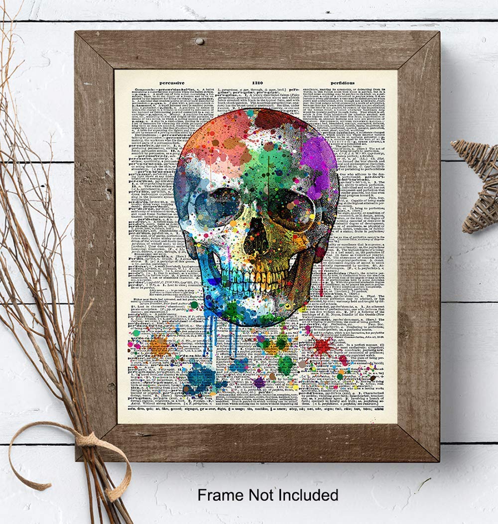 Skull Decor – Skull Wall Decor – Graffiti Skull Wall Art – Gothic Decorations – Goth Wall Art – Grunge Posters Room Decor – Trippy Wall Art – Skull