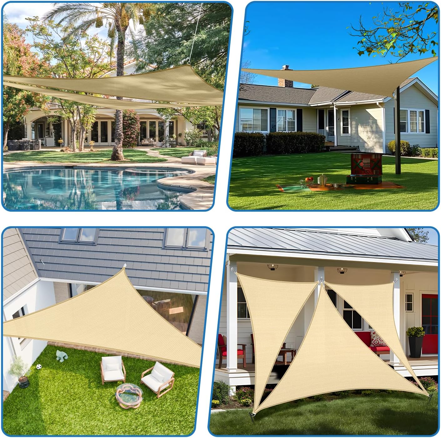 TANG Toldo parasol triangular permeable de 12 x 12 x 17 pies, con bloqueo UV, para patio, al aire libre, pérgola, porche, terraza, jardín, cochera,