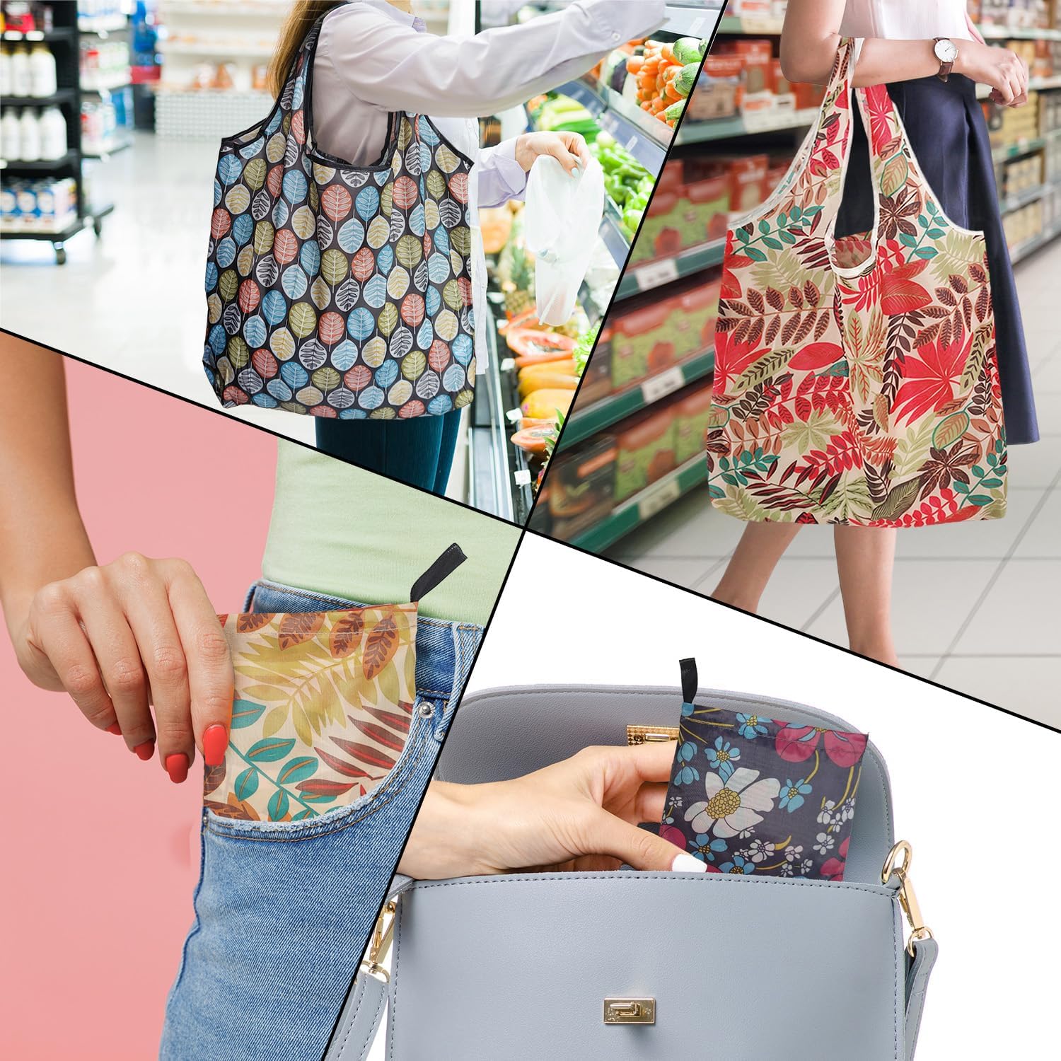 Bolsas de comestibles reutilizables, 4  6  Paquete de 12 bolsas de compras plegables lavables de 50 libras, bolsas de compras portátiles, regalos