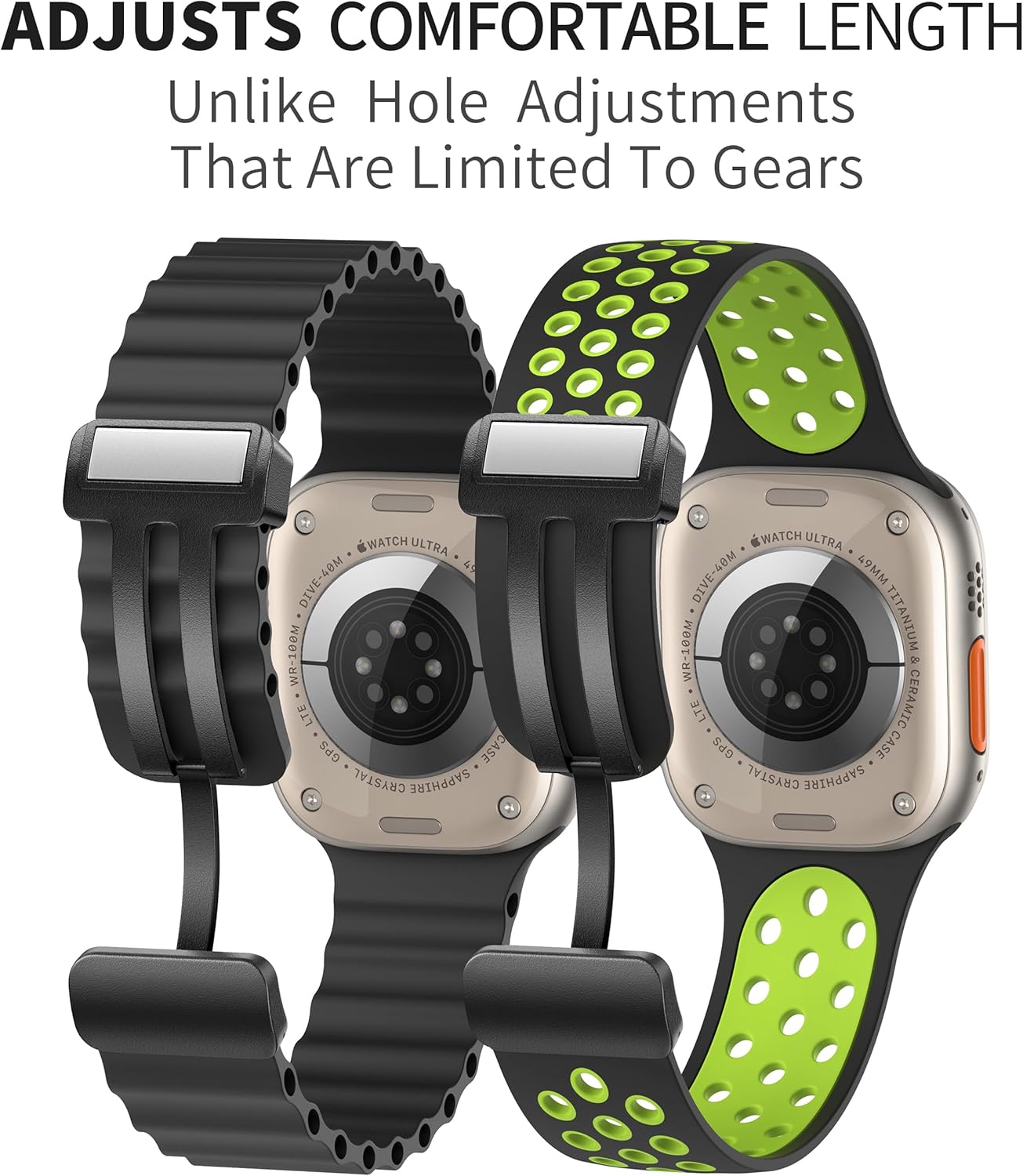 Correa deportiva magnética de entrenamiento para Apple Watch de 1.929 in, 1.772 in, 1.732 in, 1.654 in, 1.614 in, 1.575 in, 1.496 in, silicona
