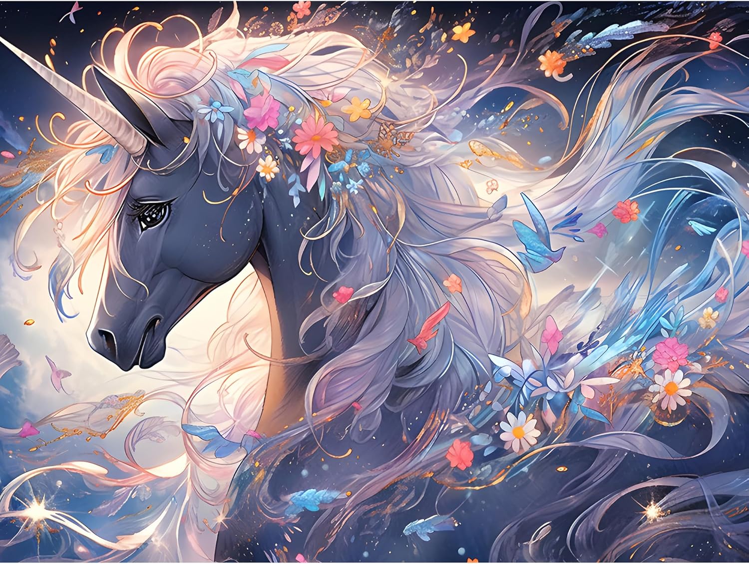 Rheskbecy Kit de pintura artística de caballo con diamantes para adultos, caballo 5D, pintura de gemas de taladro completo, pintura de puntos