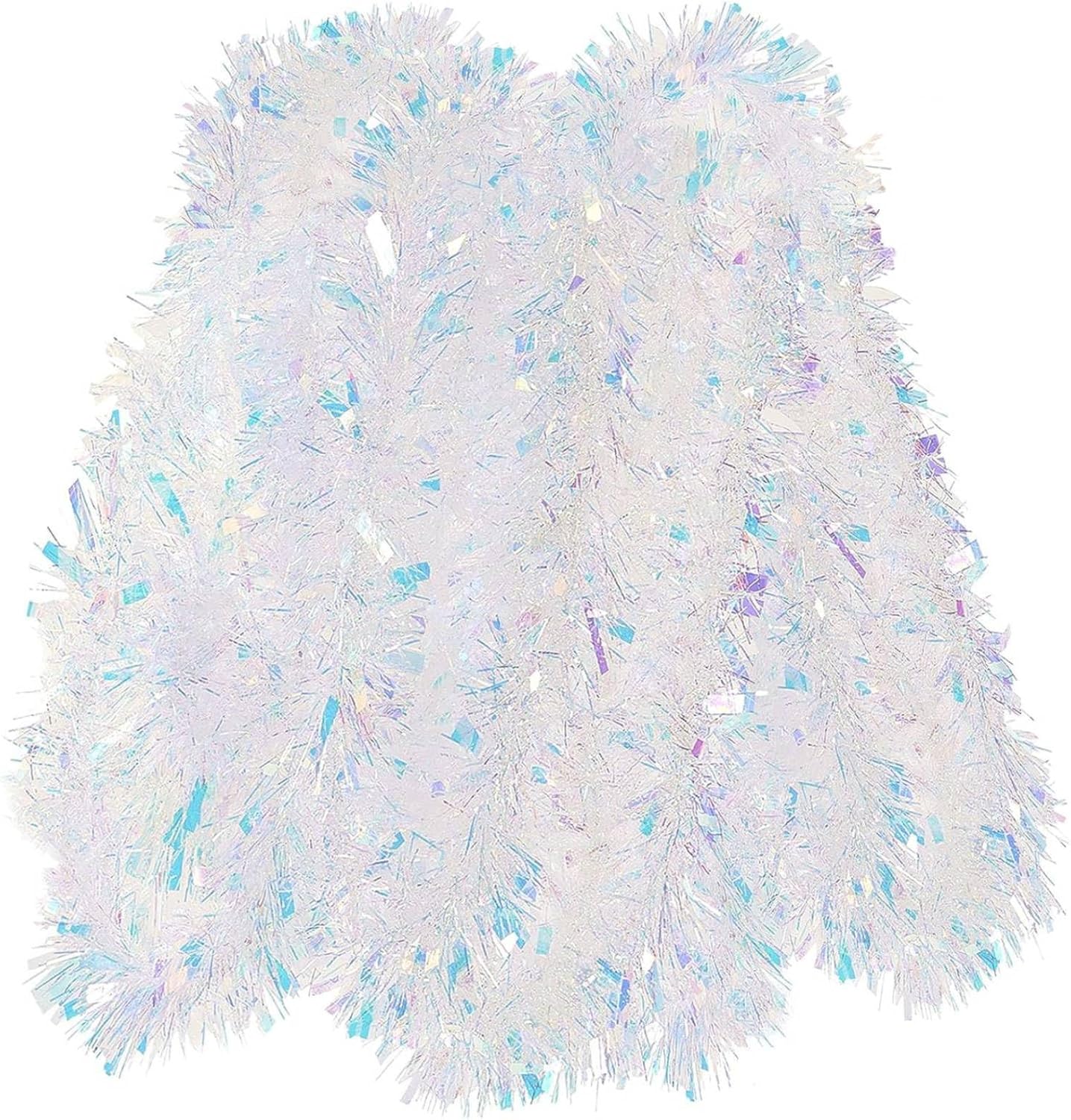 Guirnalda de oropel de 26.2 pies para decoración de árbol de vacaciones, pared, hogar, oficina, evento, Navidad, cumpleaños, bodas, decoraciones de