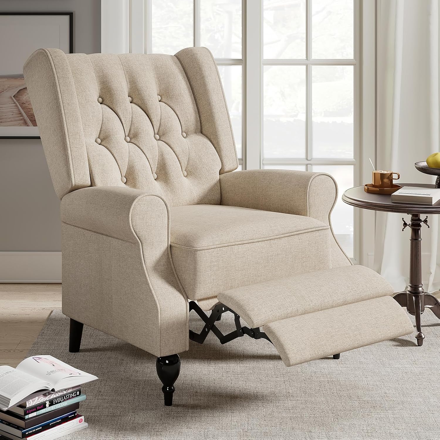 Jocisland Wingback – Silla reclinable con respaldo para adultos, silla decorativa para sala de estar, silla con brazo tapizado alto para dormitorio,
