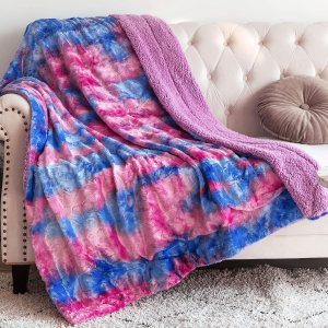 NEWCOSPLAY Manta mullida de piel sintética para sofá, color morado, azul y rosa, manta de felpa cálida para sofá y cama (morado, azul y rosa, manta NEWCOSPLAY Manta mullida de piel sintética para sofá, color morado, azul y rosa, manta de felpa cálida para sofá y cama (morado, azul y rosa, manta