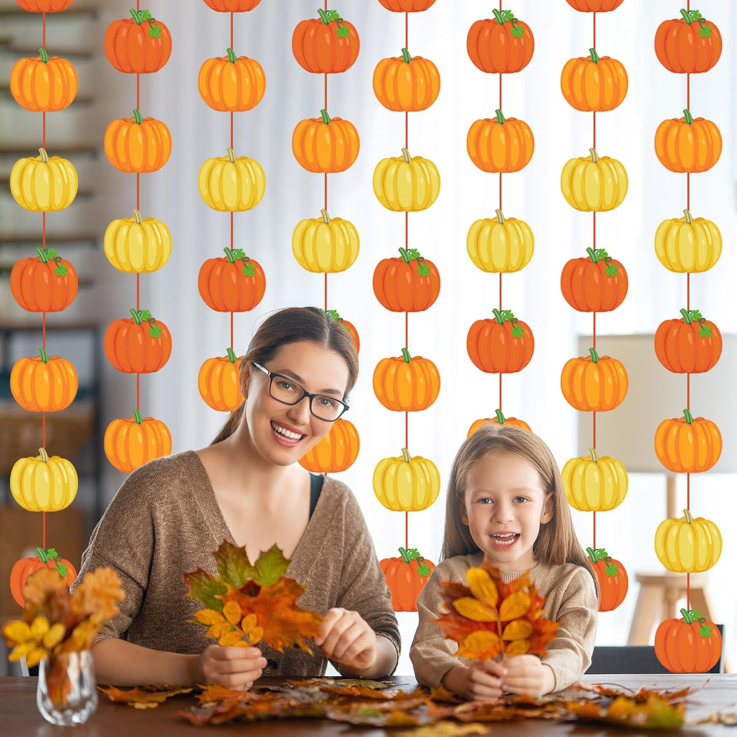 Ceenna 8 piezas de decoración de Acción de Gracias, decoración de otoño, guirnalda de calabaza, pancarta de otoño, recortes de papel, serpentinas,