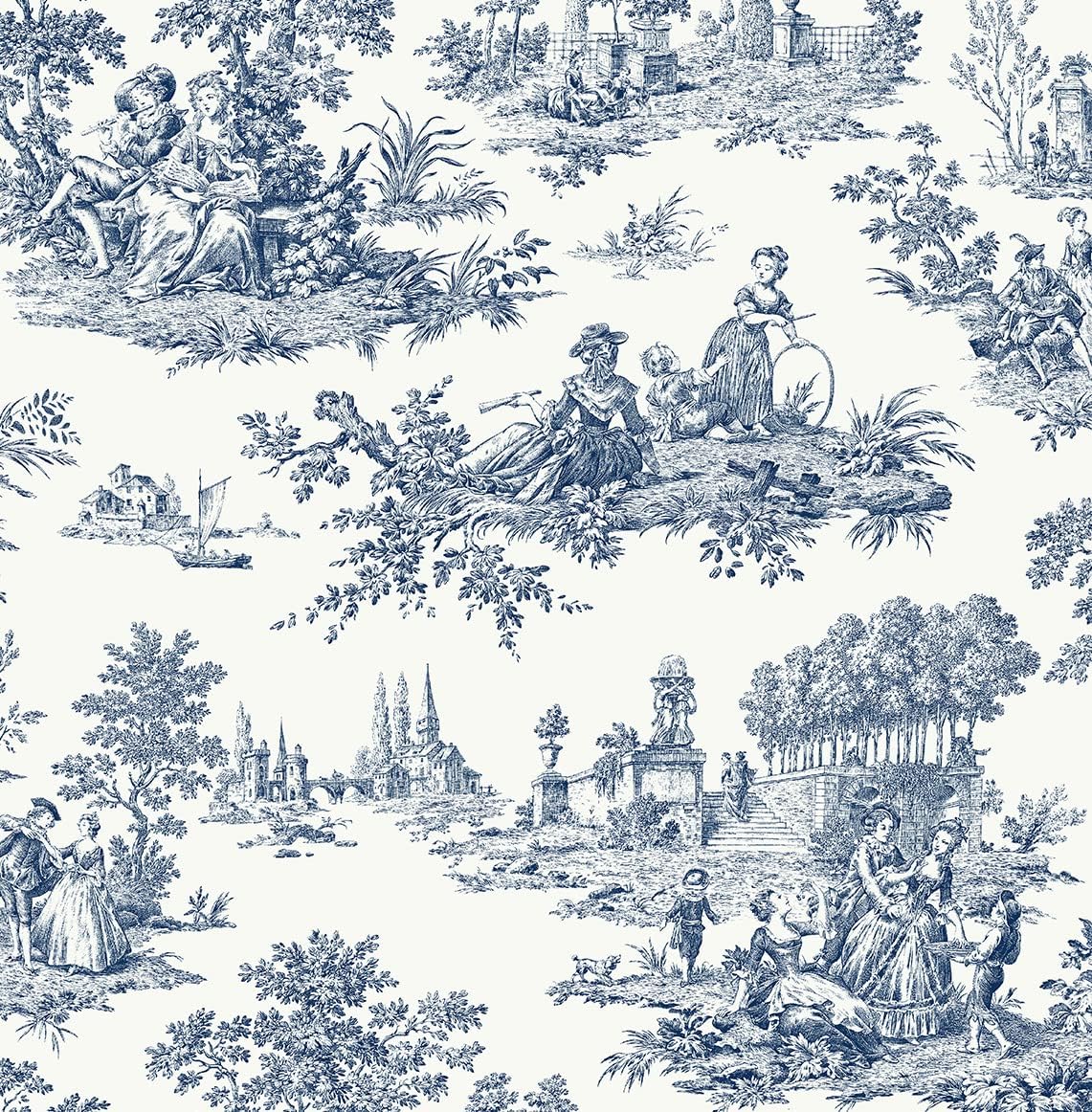 NextWall Chateau Toile – Papel tapiz autoadhesivo (azul marino)