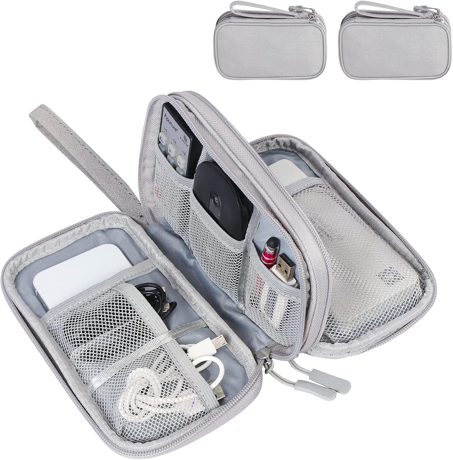 FYY Organizador electrónico, 2 piezas Bolsa organizadora de cables de viaje, accesorios electrónicos, funda de transporte portátil, impermeable,