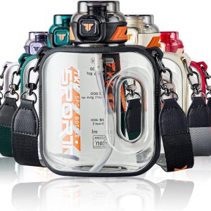 TKK Botella de agua deportiva de 32 onzas con popote y pajilla, botella de agua de plástico de gran capacidad, apta para lavavajillas, botella de TKK Botella de agua deportiva de 32 onzas con popote y pajilla, botella de agua de plástico de gran capacidad, apta para lavavajillas, botella de