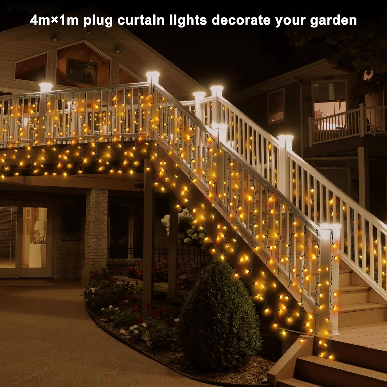 200 luces LED para cortina, 13 x 3.3 pies, enchufable, 8 modos de iluminación, para colgar en la ventana, para exteriores, dormitorio, fiesta,