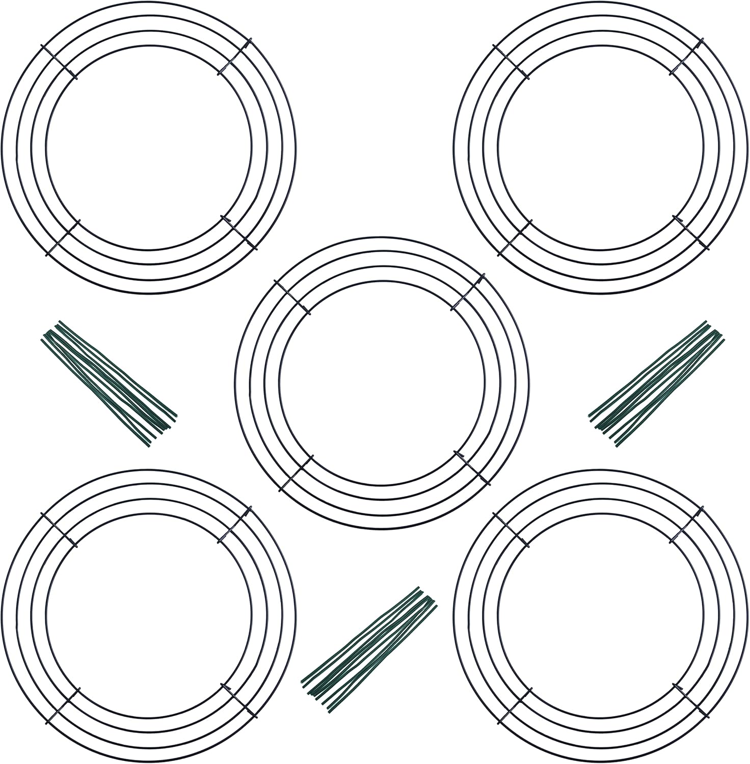 Paquete de 5 marcos de corona de alambre (10 pulgadas) con 25 lazos giratorios, forma de corona de metal redonda para manualidades y decoraciones
