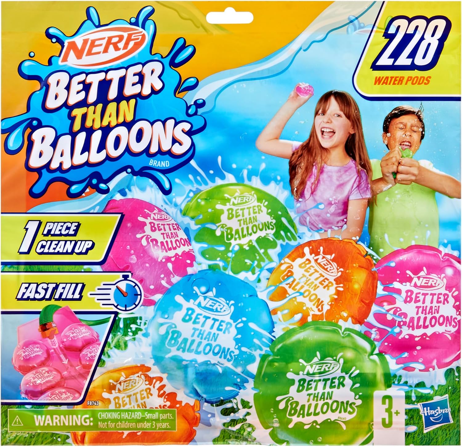 NERF Juguetes de agua Better Than Balloons, 228 cápsulas, fácil de limpiar 1 pieza, muchas formas de jugar, diversión acuática en el patio trasero,
