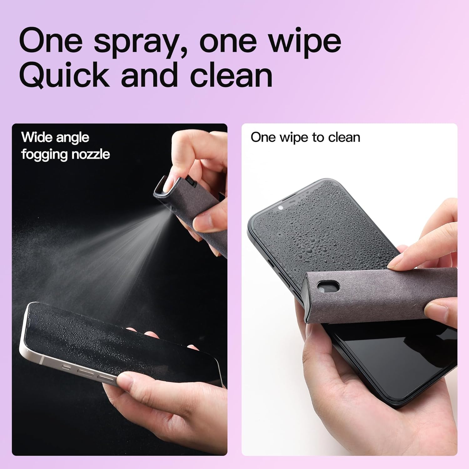 ZERNBER Kit de limpiador de pantalla de 2 piezas, 3 en 1 limpiador de niebla para pantalla táctil, herramienta de botella en aerosol y paño de