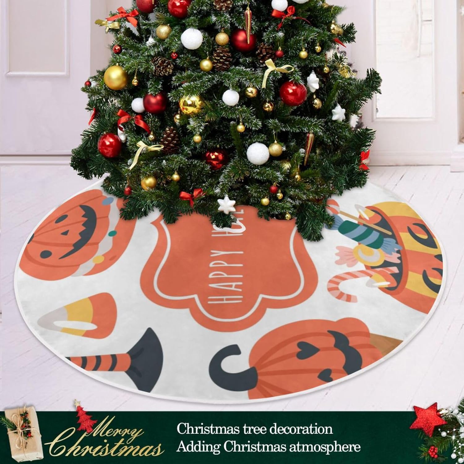 Falda de árbol de Navidad para Halloween, decoración del hogar, falda de árbol mediano, decoración de falda de árbol