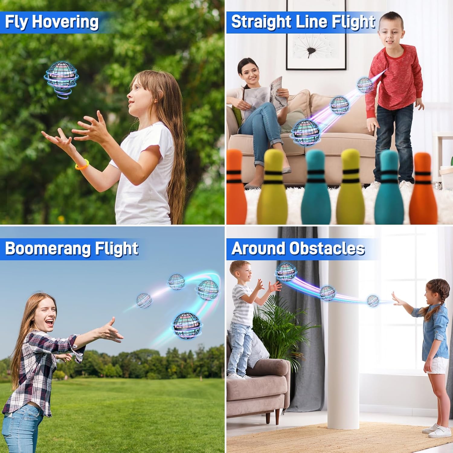 Bola de orbe voladora 2023 actualizada  Orbe mágico con luz giratoria voladora Mini dron cósmico para niños, adolescentes y adultos, bola voladora