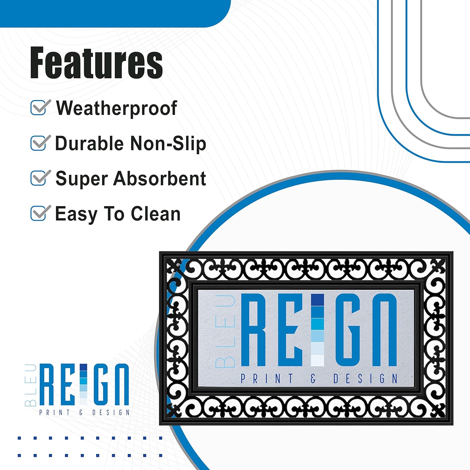 Bleu Reign Personalized Doormat 18×30 inches Door Mat Custom Name Vintage Textures Pattern Design Vintage Postage Stamps