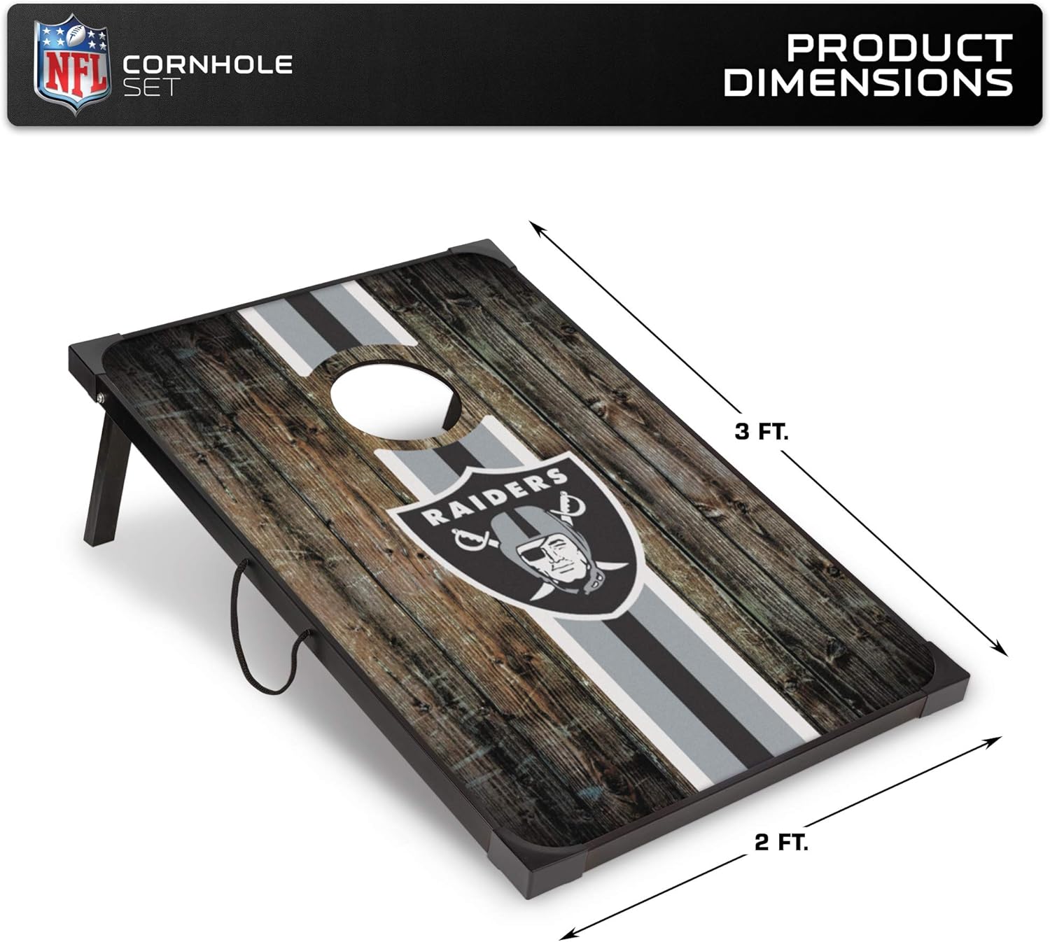 Wild Sports – Set para jugar al cornhole (meter sacos pequeños en un agujero) con tablero de MDF de 2 x 3 pies y 8 sacos con frijoles, diseño de la