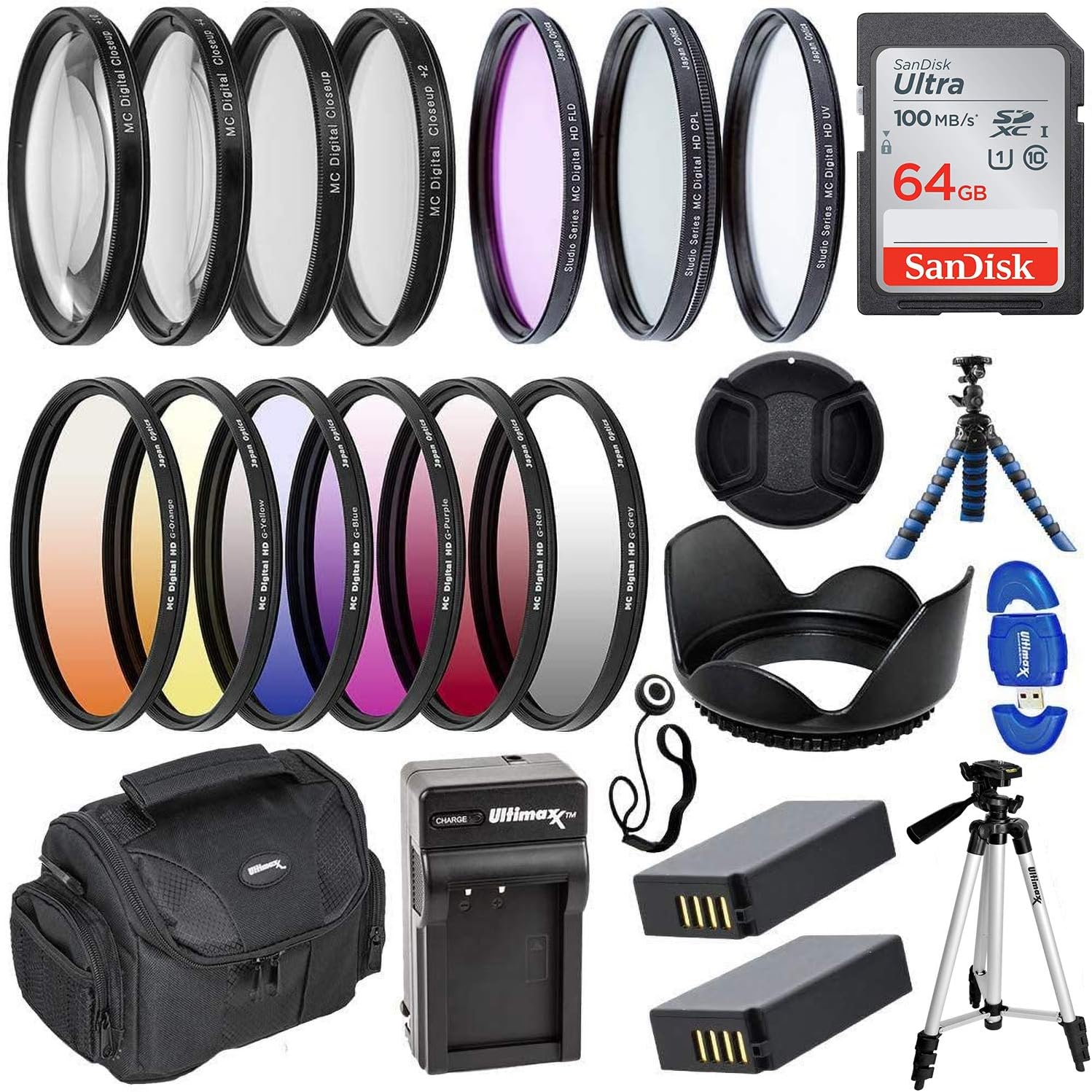 Ultimaxx El paquete profesional de accesorios Nikon P950 incluye tarjeta de memoria SanDisk Ultra 64GB SDXC, 67MM 4PC Macro Close-Up Set, kits de