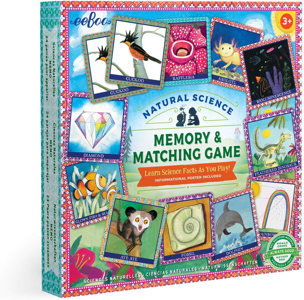 eeBoo Juego de memoria y juego de ciencias naturales, desarrollo y educativo, agudiza el reconocimiento, la concentración y la memoria, perfecto