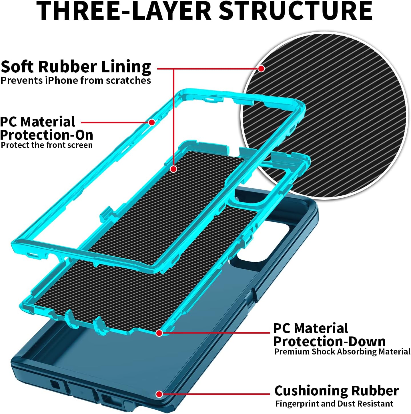 Funda para Galaxy Note 10, a prueba de golpes, protección de cuerpo completo de 3 capas sin protector de pantalla, funda rígida resistente de alto