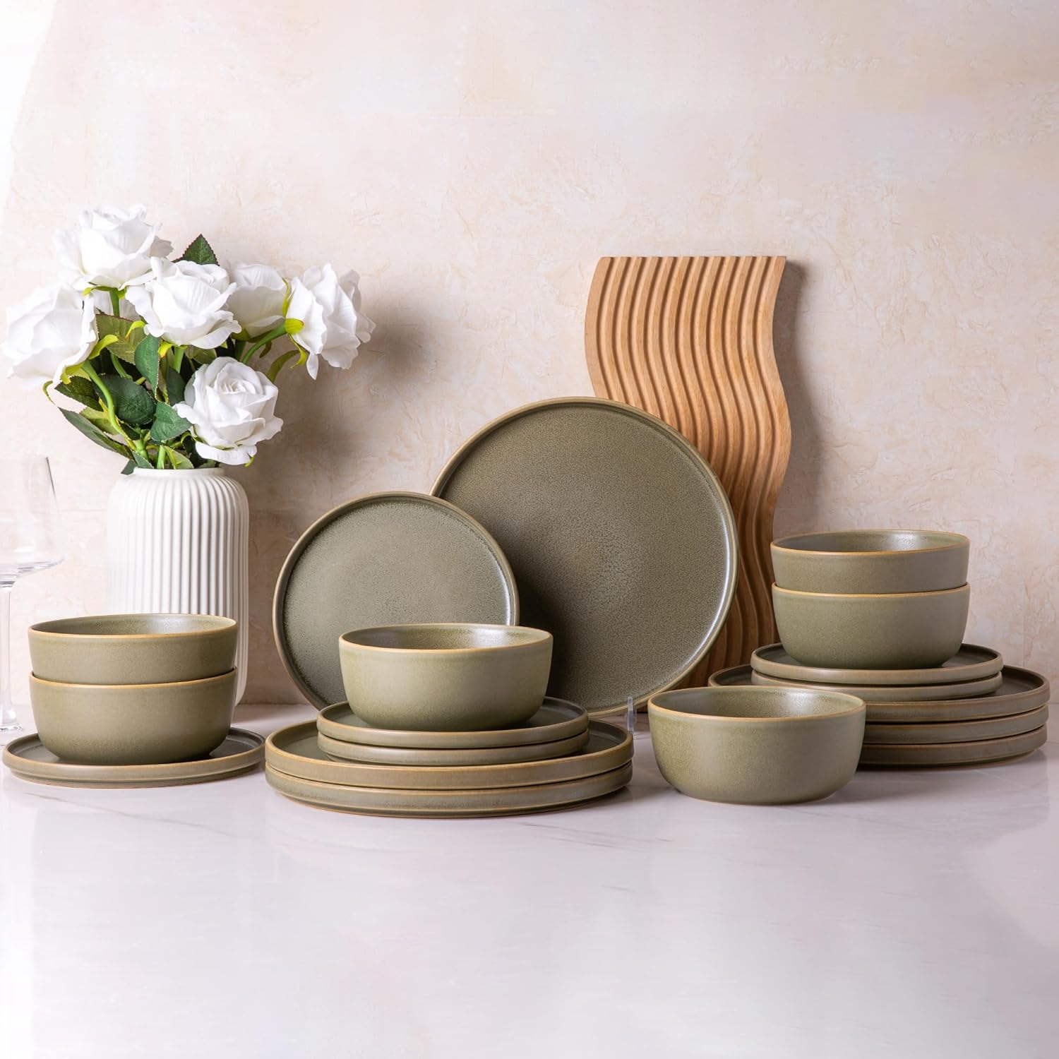 AmorArc Juego de 4 platos de cerámica para ensalada, juego de 4 platos reactivos de esmalte mate de 8.0 pulgadas, postre, ensalada, aperitivo, plato