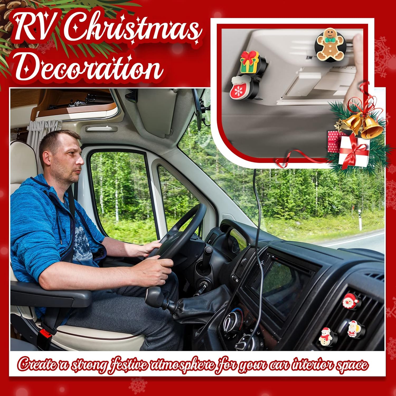 8 clips de ventilación de Navidad para automóvil, decoraciones de Navidad, ambientador de aire acondicionado, clip de salida de aire acondicionado,