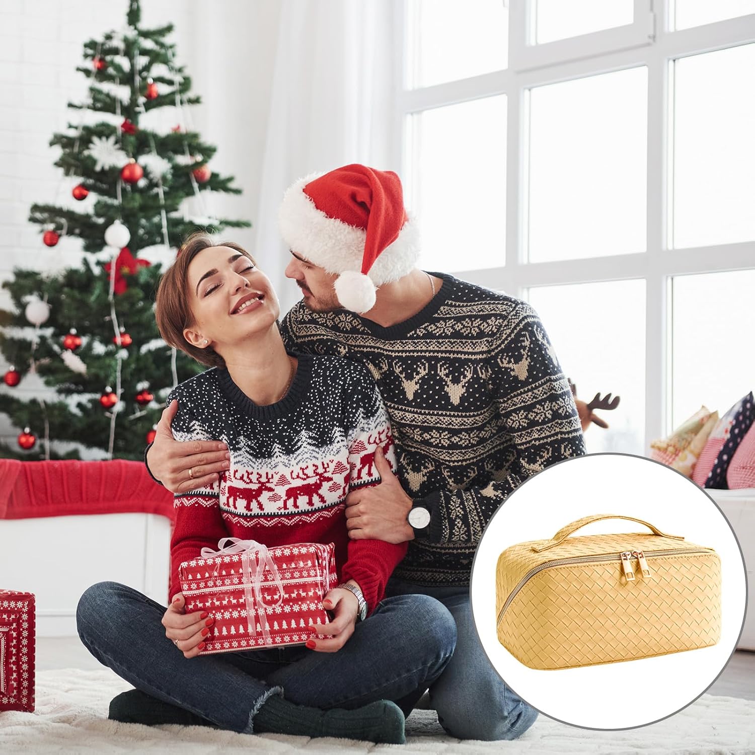 VVABELLI Bolsa de maquillaje  Bolsa de cosméticos de viaje de gran capacidad, portátil de cuero impermeable, bolsa de maquillaje de viaje para