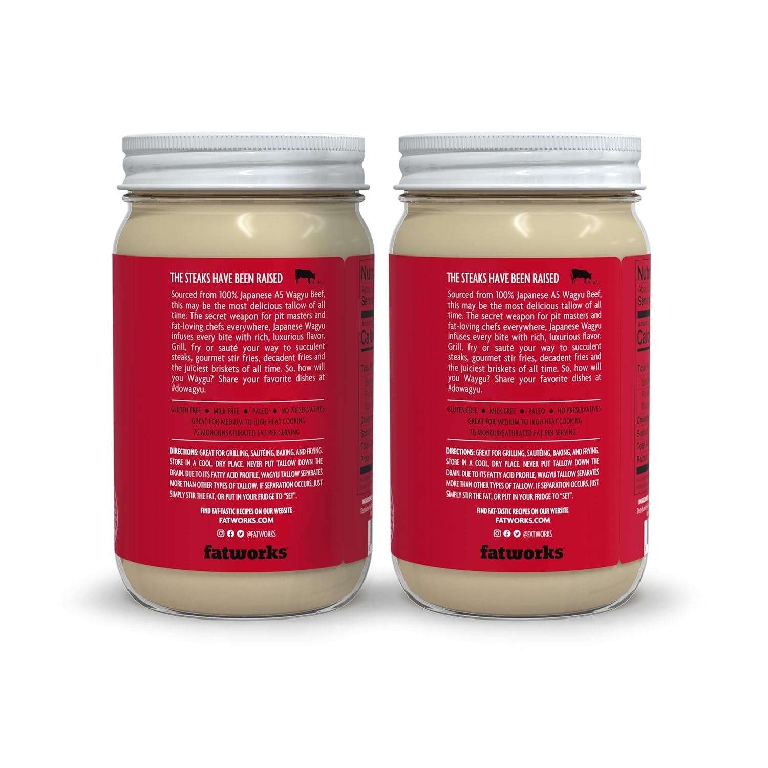 Fatworks Sebo Wagyu japonés A5 100% puro, sabor Ultimate Brisket, certificado A5 Wagyu, KETO, PALEO, CARNIVORE, apto para WHOLE30, no hidrogenado,