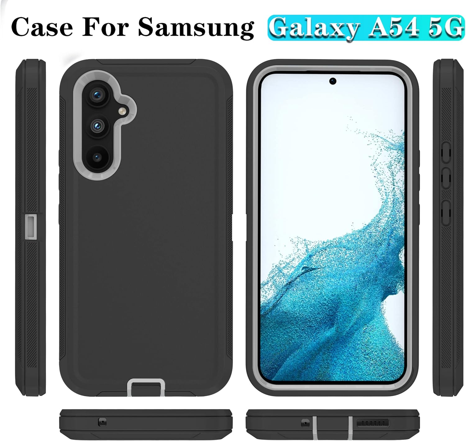 Qinmay Funda para Galaxy A54 5G, Samsung Galaxy A54 5G con protector de pantalla HD (paquete de 2), funda para Samsung A54 5G, duradera a prueba de