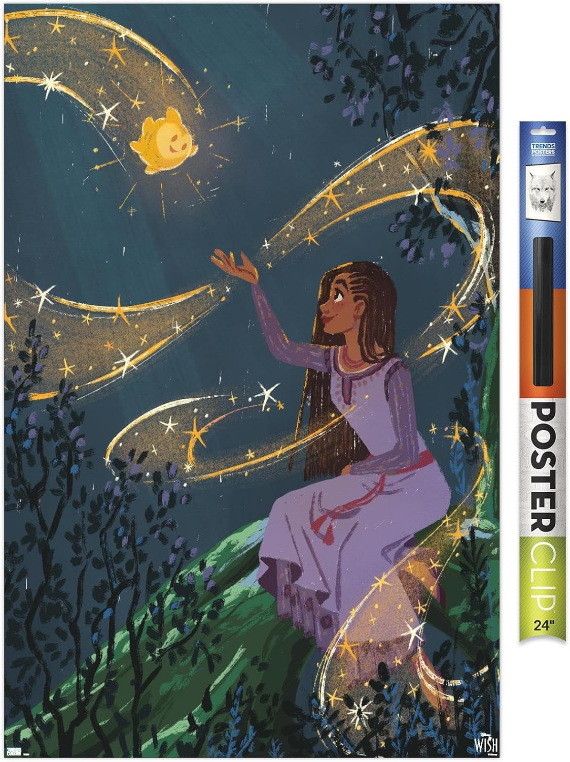 Trends International Disney Wish – Póster de collage 2 (Asha & Star), póster de pared, 22.37 x 34.00 pulgadas, paquete de póster y clip
