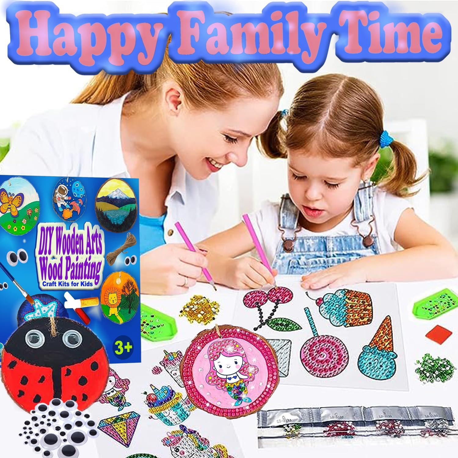 Huastyle Kits de artes y manualidades para niños y niñas de 8 a 12 años, paquete de 24 rebanadas de madera, juguetes creativos de regalo de