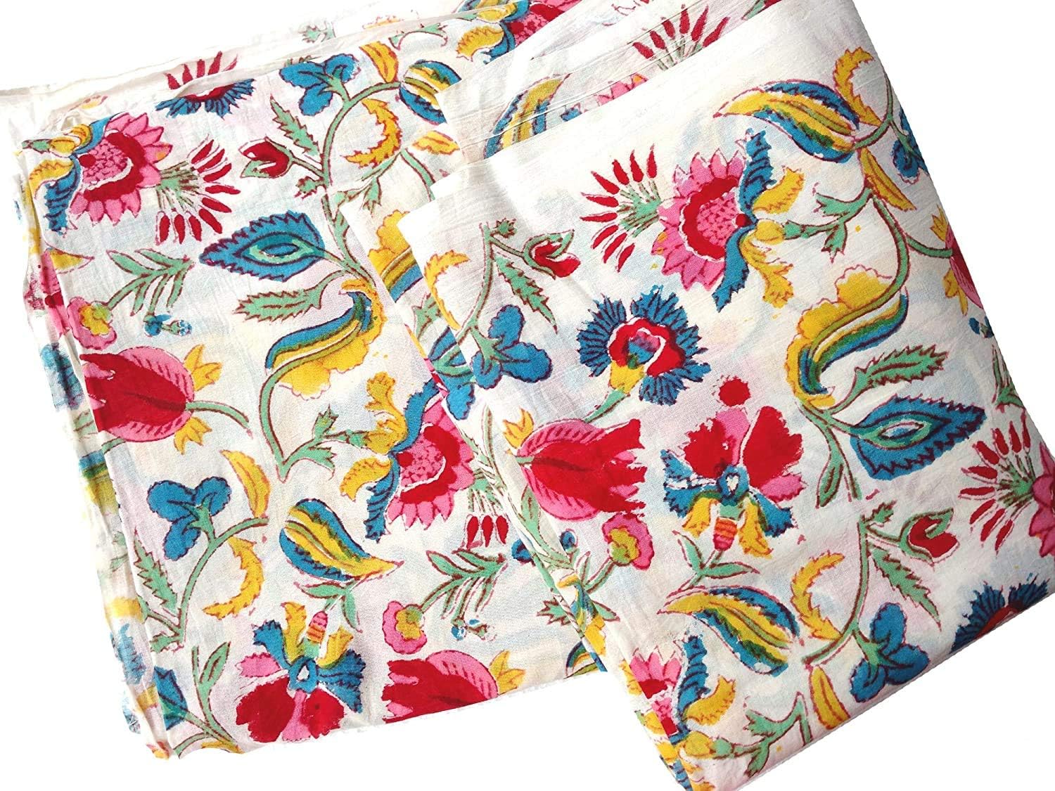 Rastogi Handicrafts Tela de algodón impresa a mano bloque ancho de la tela – 44 pulgadas, tamaño 1 yarda (tela 21)