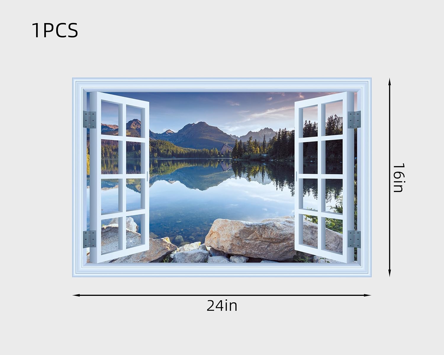 FLFK Adhesivo de pared falso para ventana, mural de pared de paisajes para decoración de pared, calcomanías de pared para pegar y despegar, 24 x 16