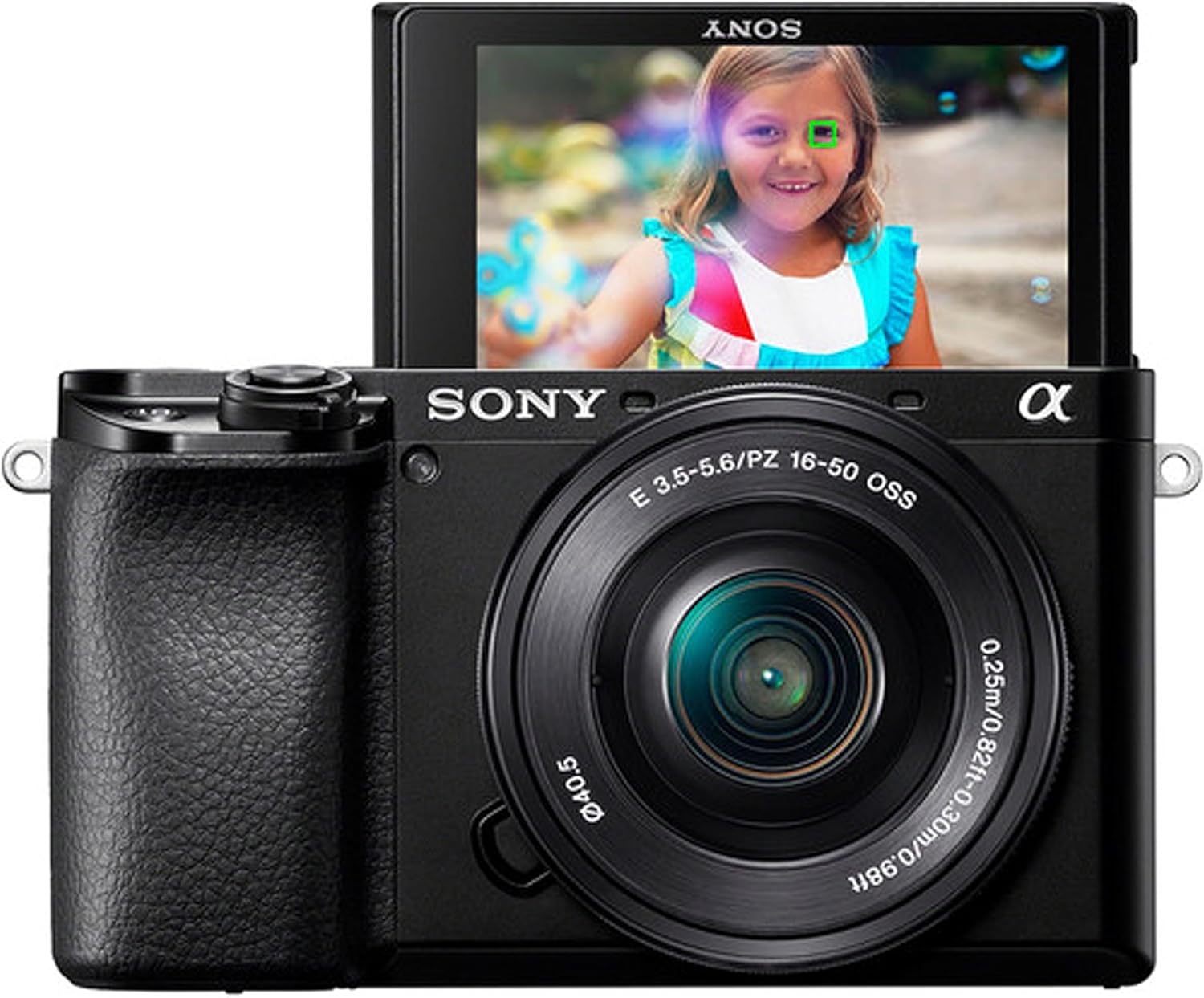 Sony Cámara sin espejo a6100 con lente de 0.630-1.969 in, memoria de velocidad extrema de 128 GB, lente gran angular .43 y 2X, funda, trípode,
