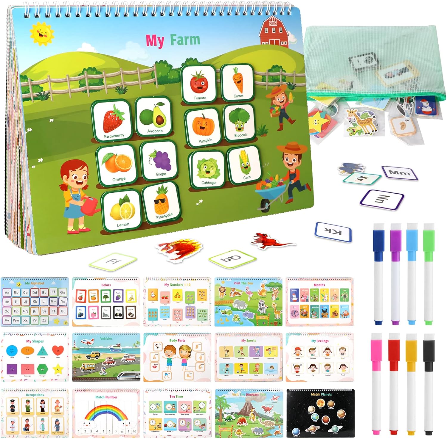 Arthopt Libro ocupado, 32 páginas Montessori Libro ocupado para niños pequeños, materiales de aprendizaje para autismo, juguetes educativos,